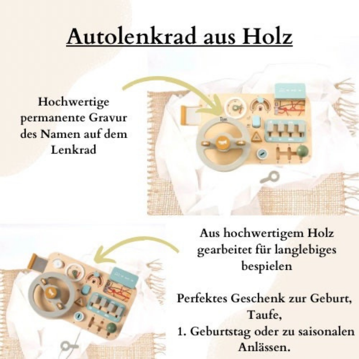 Detailaufnahme des Produkts und seiner sorgfältigen Verarbeitung