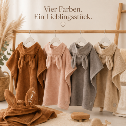 Personalisierter Badeponcho / Strandtuch / Babyhandtuch mit Name Hasenohren