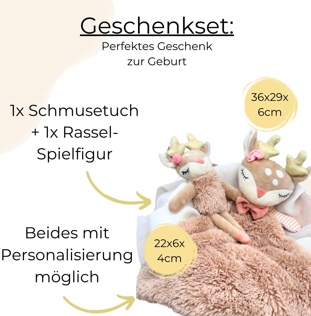 Baby Set Schmusetuch & Rassel / Geschenk für Mädchen