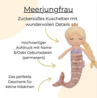 Meerjungfrau Kuscheltier mit Name & Geburtsdaten