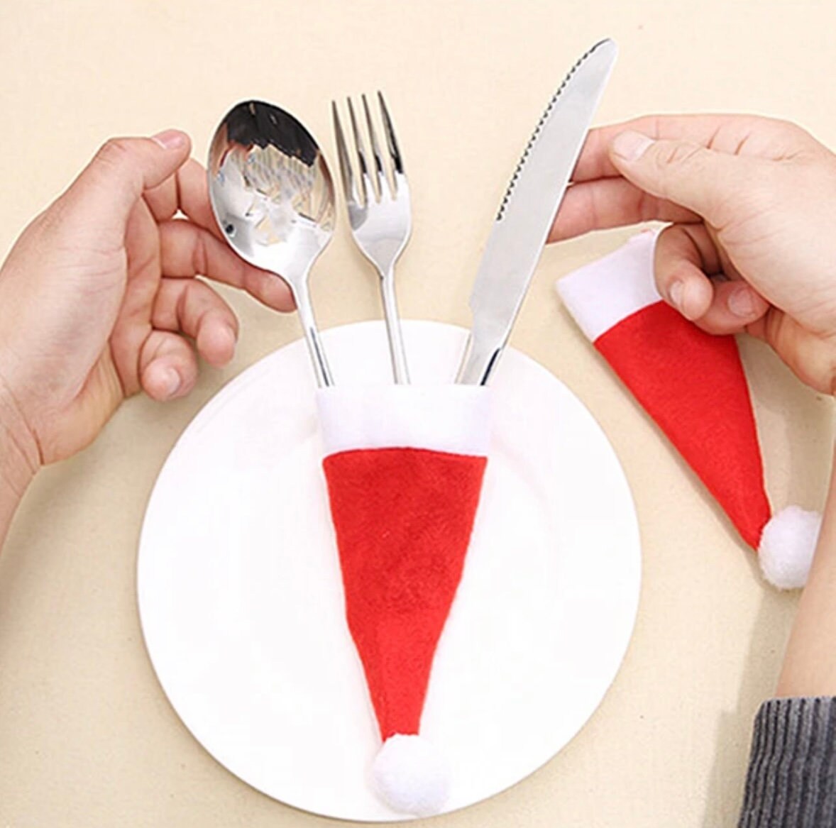 Gastgeschenk Weihnachten personalisierte Bestecktasche