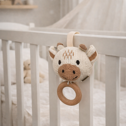 Gehäkelte Spieluhr Giraffe mit Name graviert - Marke Jollein - Persönliches Geschenk zur Geburt oder Taufe 