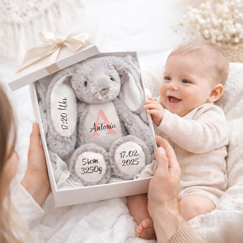 Geschenkbox Hase - Emotionales Geschenk - Geschenke für Patenkinder ab 0 Jahren 