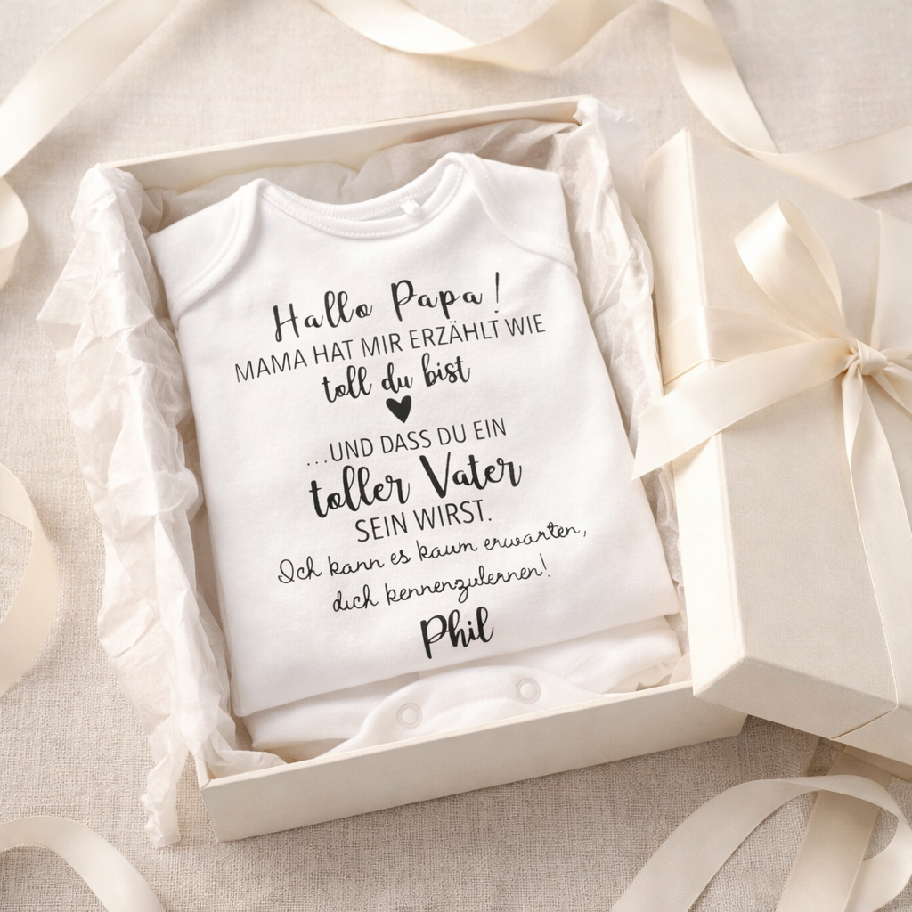 Geschenk zur Schwangerschaftsverkündung - Baby Body mit besonderem Text für Papa - Vatertagsgeschenk Überraschung 