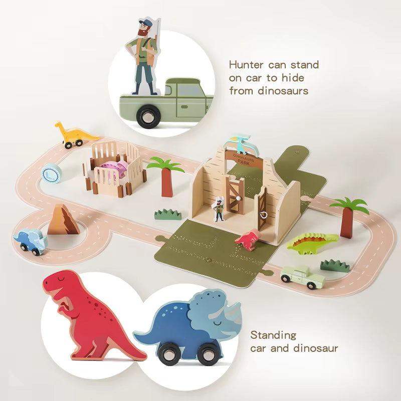 Holzkoffer mit Dinosaurierfiguren – nachhaltiges Spielzeug für Kinder