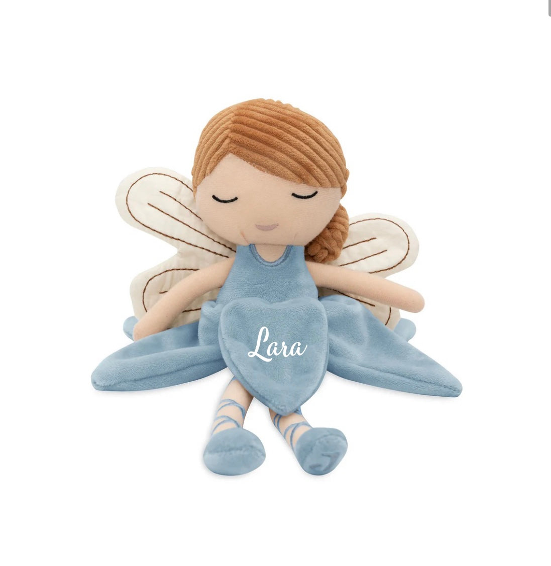 Jollein Fee Kuscheltier in Blau mit blonden Haaren – personalisiert mit Name