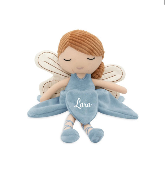 Jollein Fee Kuscheltier in Blau mit blonden Haaren – personalisiert mit Name