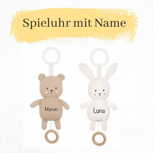 Personalisierte Spieluhr mit Name / Teddy Hase / Babygeschenk mit Musik - einzigartigliebe