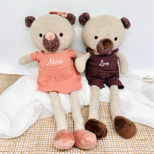 Kuscheltier Teddybär mit Name Personalisiert / Bärmädchen oder Bärjunge - einzigartigliebe