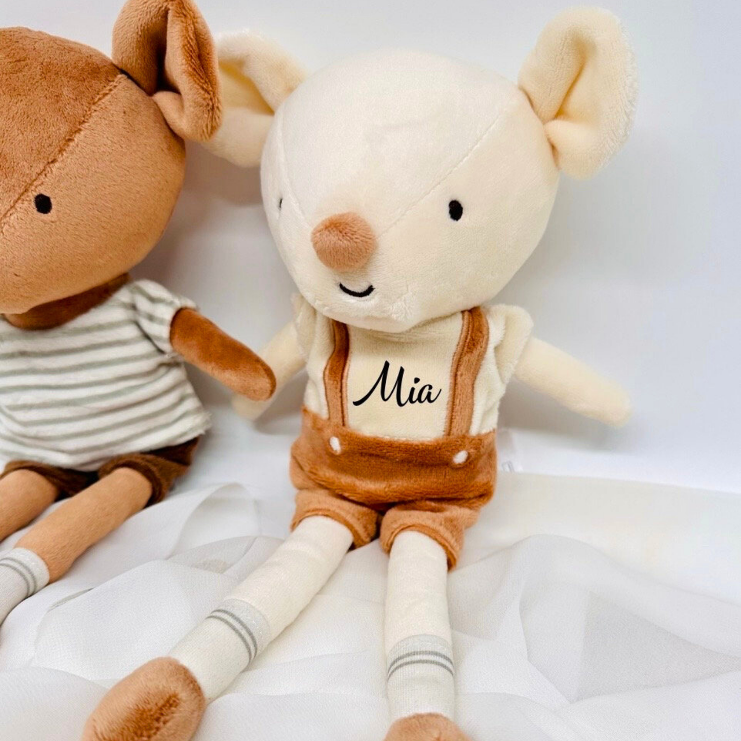 Kuscheltier Maus mit Name Personalisiert | Braun oder Beige - einzigartigliebe