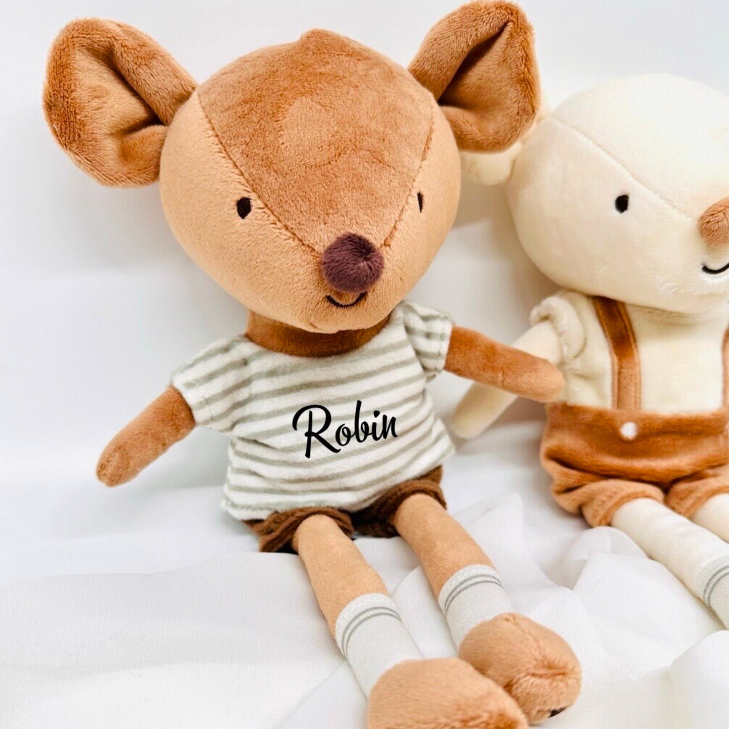 Kuscheltier Maus mit Name Personalisiert | Braun oder Beige - einzigartigliebe