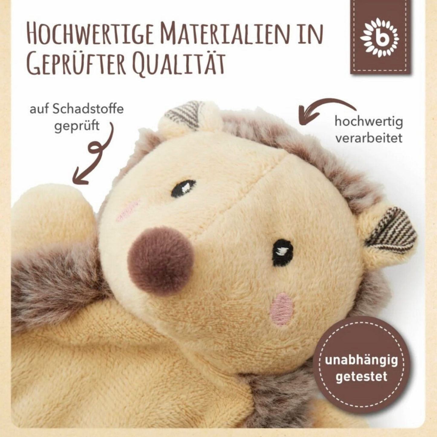 Schmusetuch mit Name | Bedrucktes Schnuffeltuch Igel - einzigartigliebe