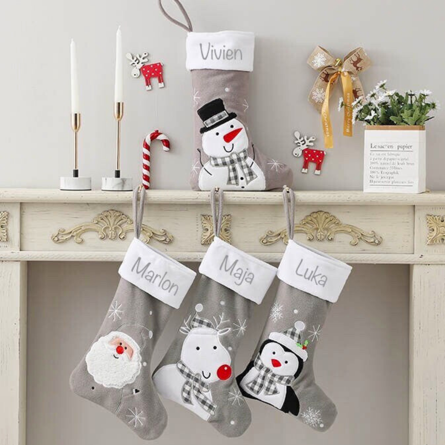 Personalisierter Nikolausstiefel mit Name / Weihnachtsstrumpf / Kamin Deko - einzigartigliebe