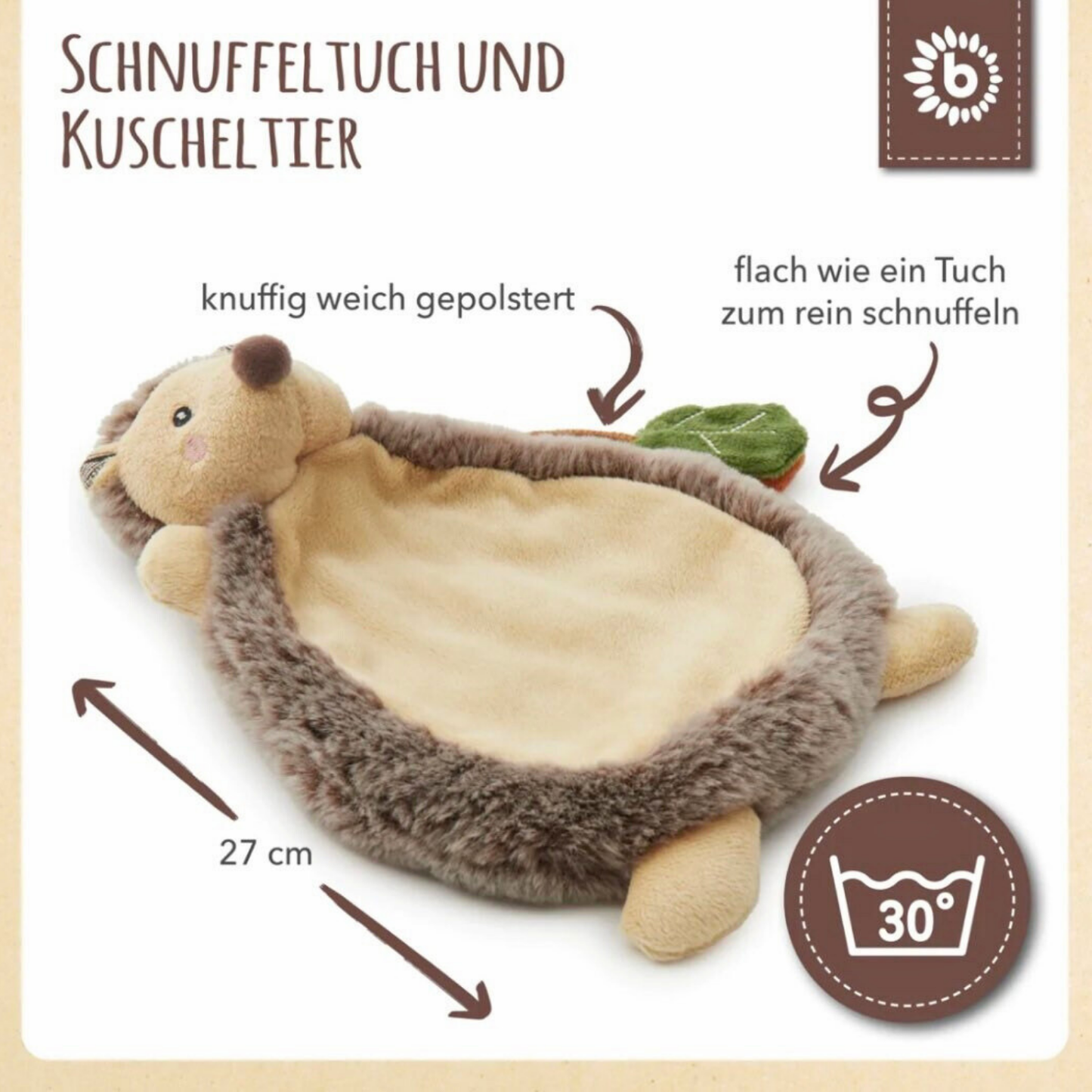 Schmusetuch mit Name | Bedrucktes Schnuffeltuch Igel - einzigartigliebe