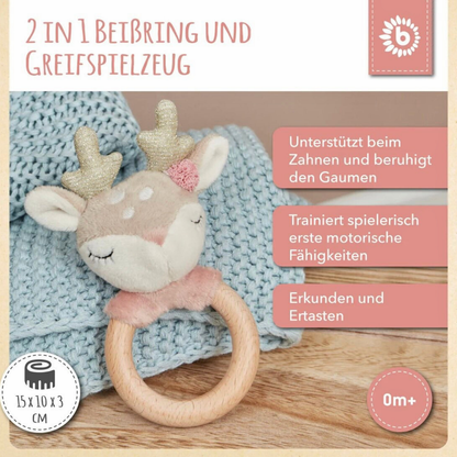 Rassel / Greifling Reh mit Gravur - einzigartigliebe