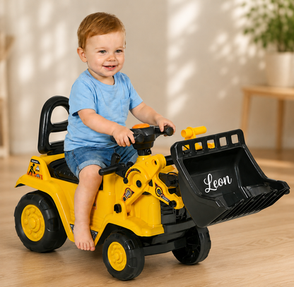 Kinder Bagger Rutschauto mit beweglicher Schaufel für Sandkasten und Garten, Aufsitzbagger für Kinder ab 18 Monaten