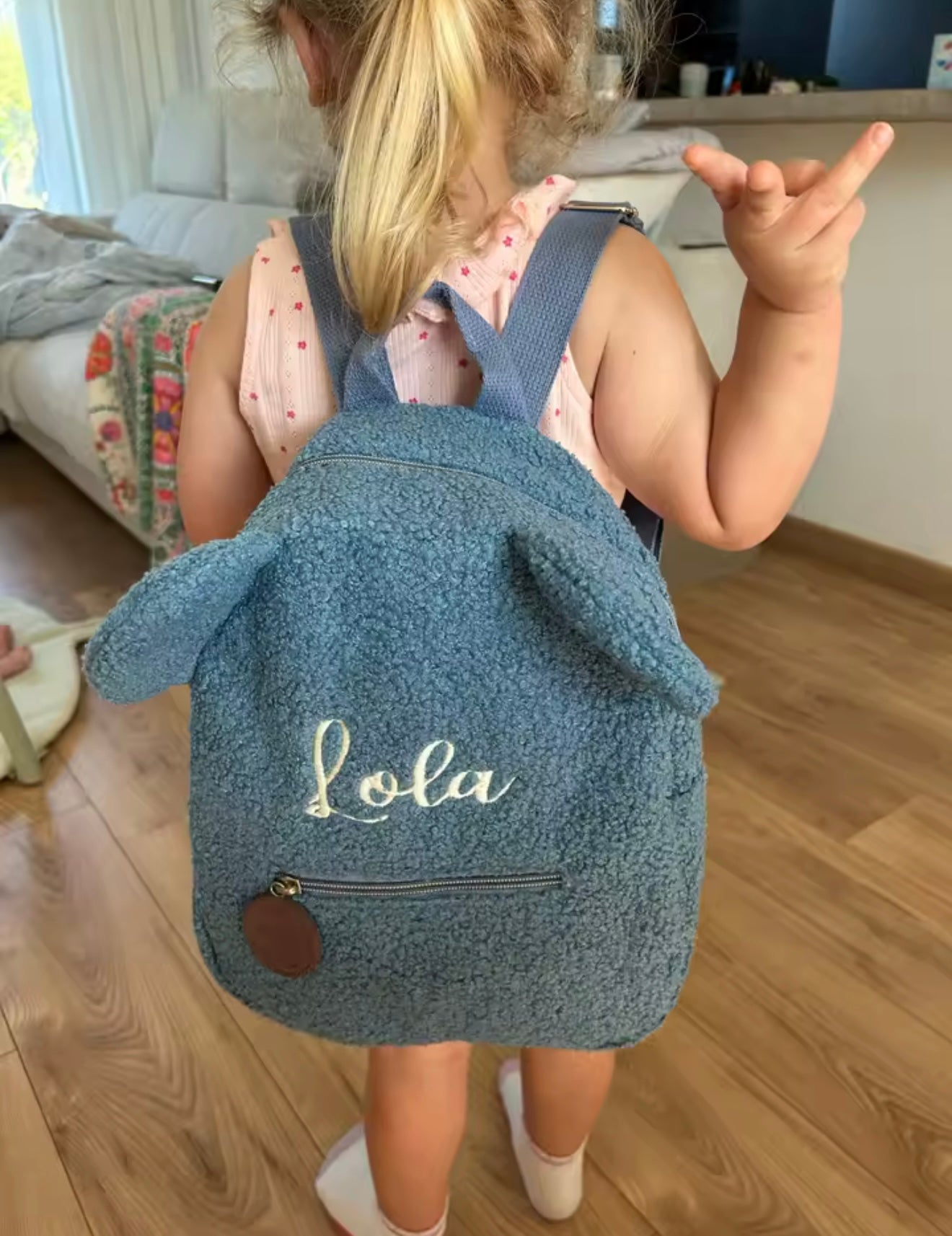 Kinderrucksack mit Name gestickt, Kindergartenrucksack mit Name im Teddydesign