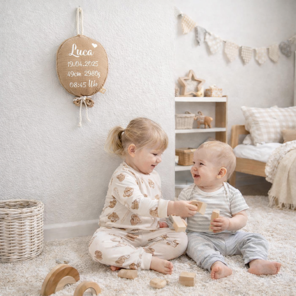 Kinderzimmerdekoration Boho Beige Braun - Erdtöne, persönliche Deko fürs Babyzimmer 