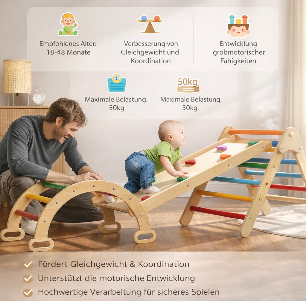 Klettergerüst ab 2 Jahre, Geschenk zum 1 Geburtstag, Motorische Entwicklung fördern