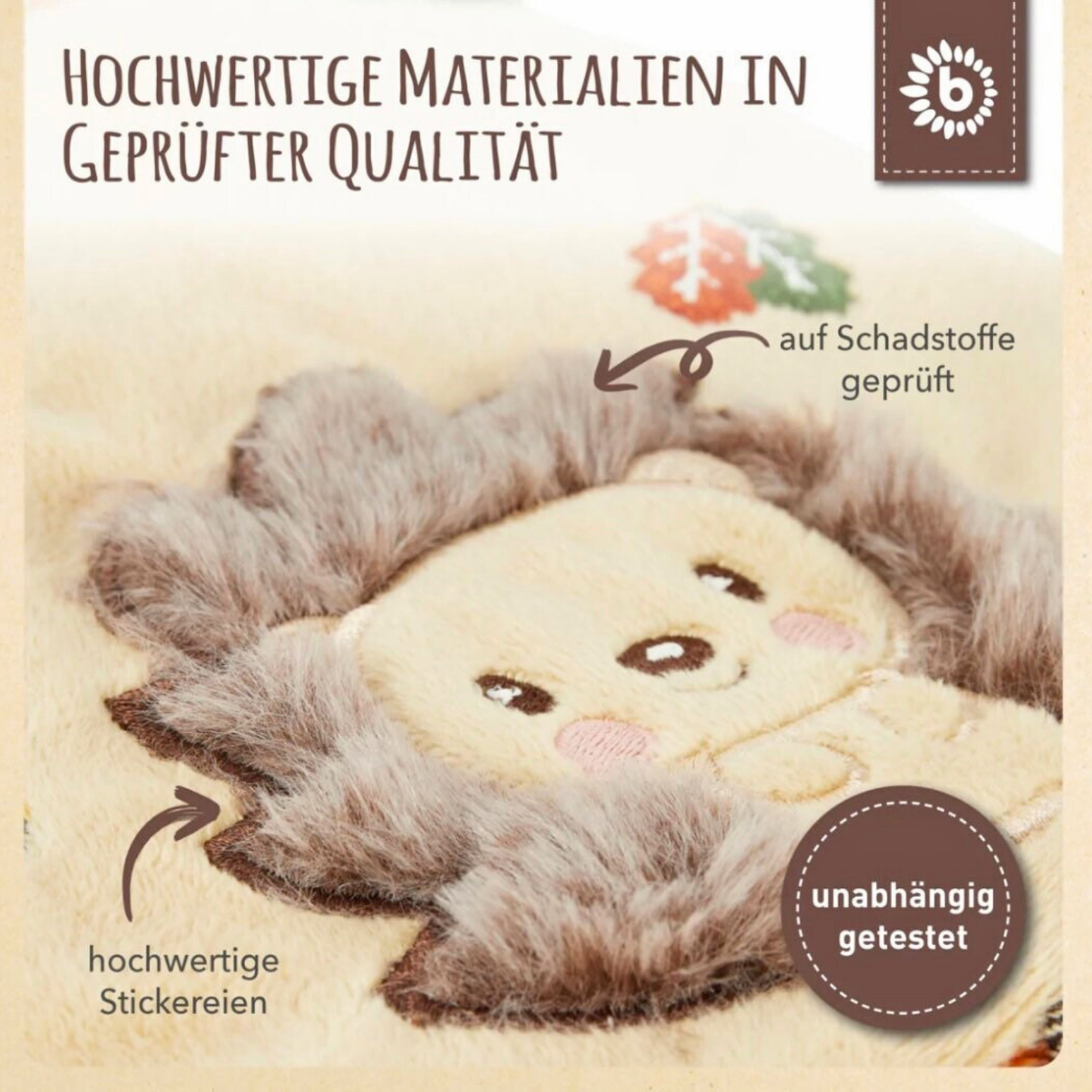 Kuschelig weiches Knistertuch für Babys mit verschiedenen Stoffstrukturen und Knisterfolie