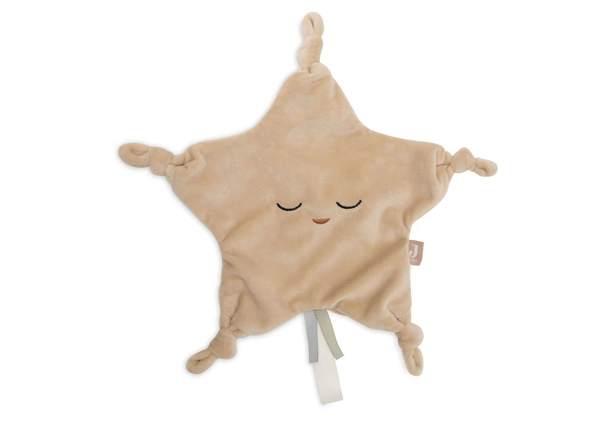 Jollein Schmusetuch Stern in Beige mit Name – personalisiertes Babygeschenk & Kuscheltier