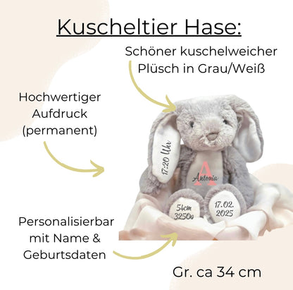 Kuscheltier zur Geburt mit Name – weiches Plüschgeschenk als Erinnerung für Jungen und Mädchen