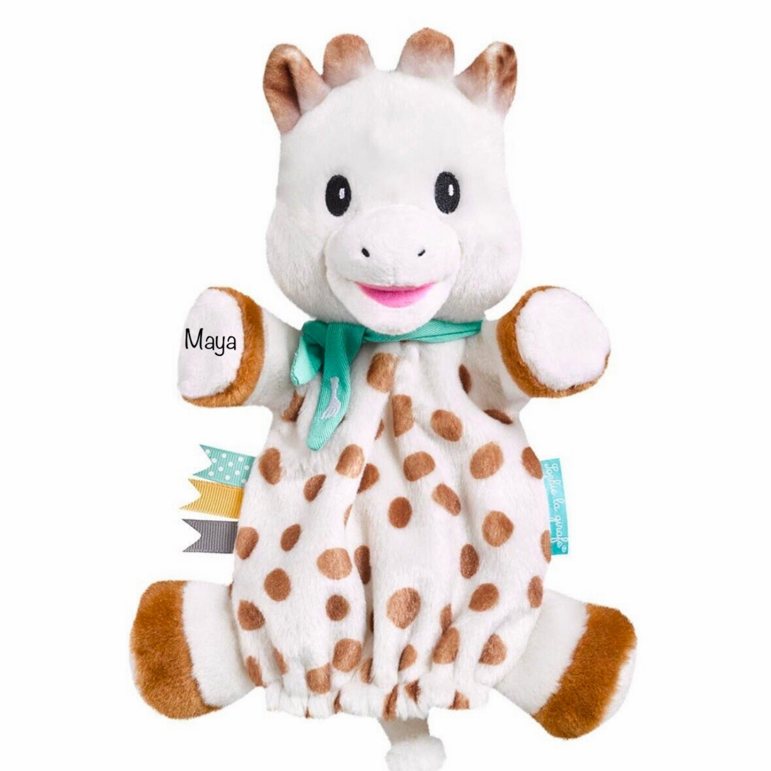 Kuscheltier mit Name - Giraffe mit Name als Handpuppe 