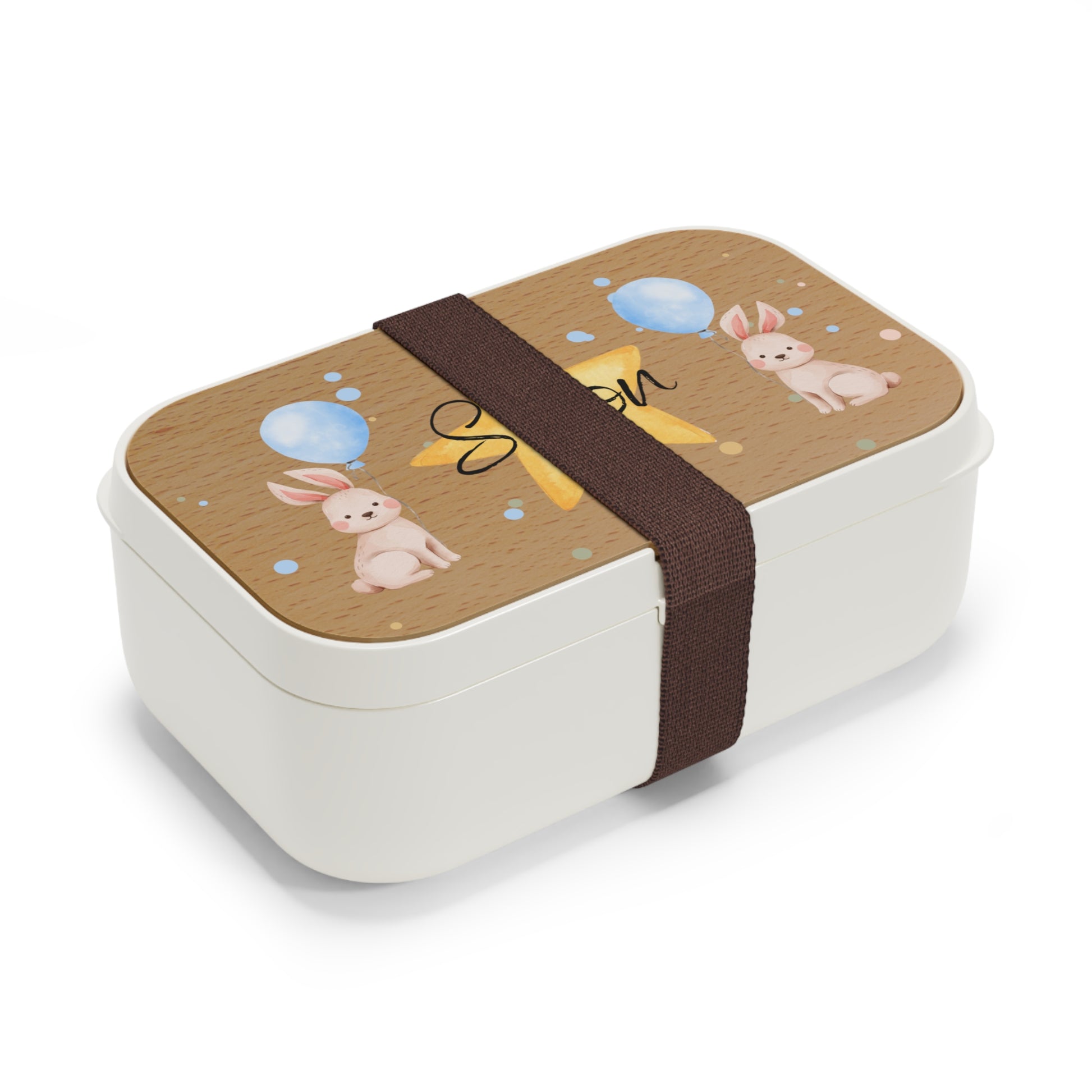 Lunchbox mit zwei Fächern, integriertem Besteck & Gummiband – farbenfrohes Design für Kinder