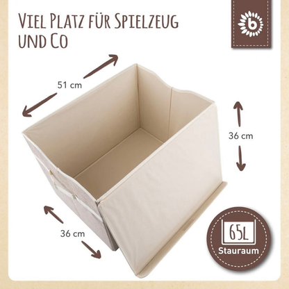 Hochwertige Baby-Aufbewahrungsbox aus Leinen, Filz und Pappe mit Reh-Print – Maße 51x3x36 cm