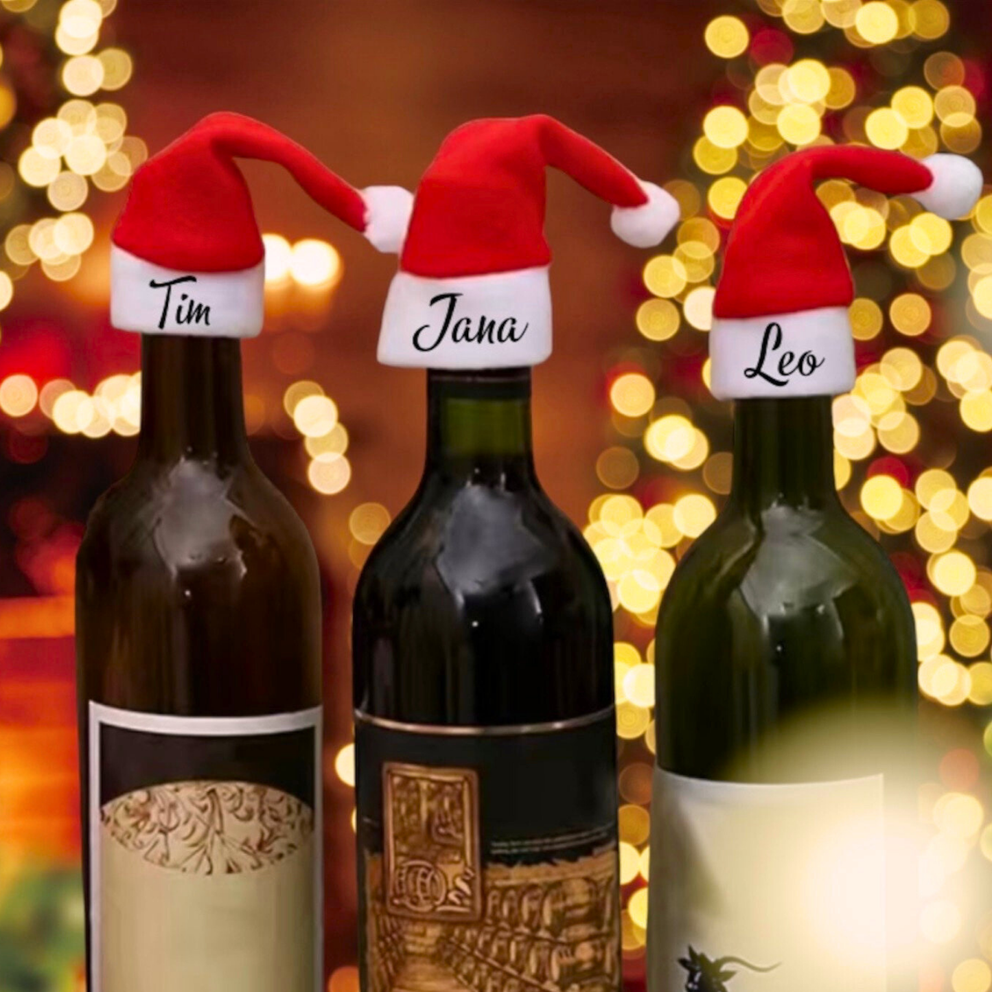 Mini Weihnachtsmütze Rot Weiß mit Name bedruckt