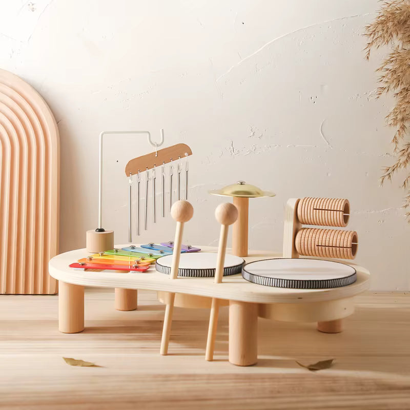 Nachhaltiges Holz-Musikinstrument für Babys & Kleinkinder mit Trommel