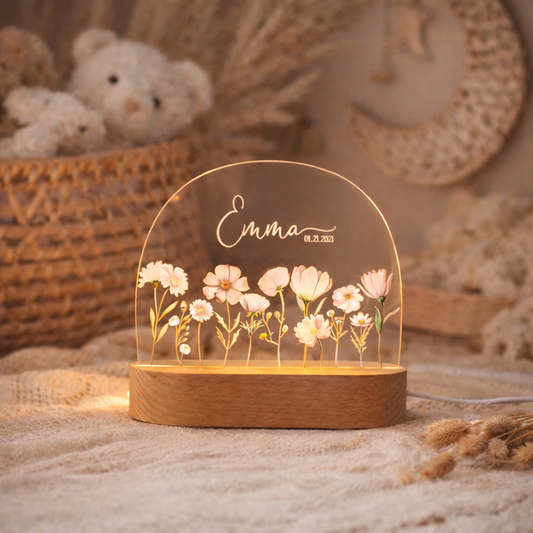 Personalisiertes LED Nachtlicht mit Namen für Kinderzimmer im Boho Stil