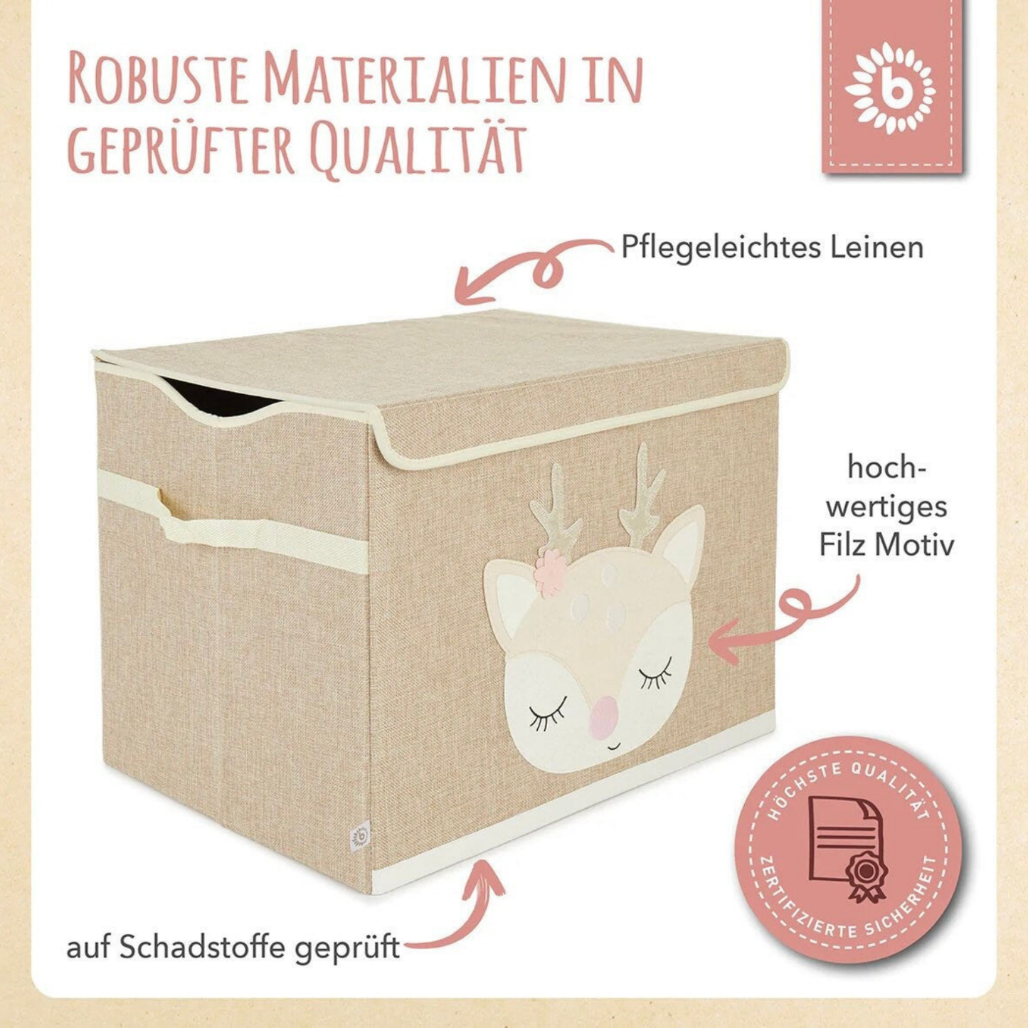 Reh-Aufbewahrungsbox mit Namen – perfektes Geschenk zur Geburt oder Weihnachten für Mädchen