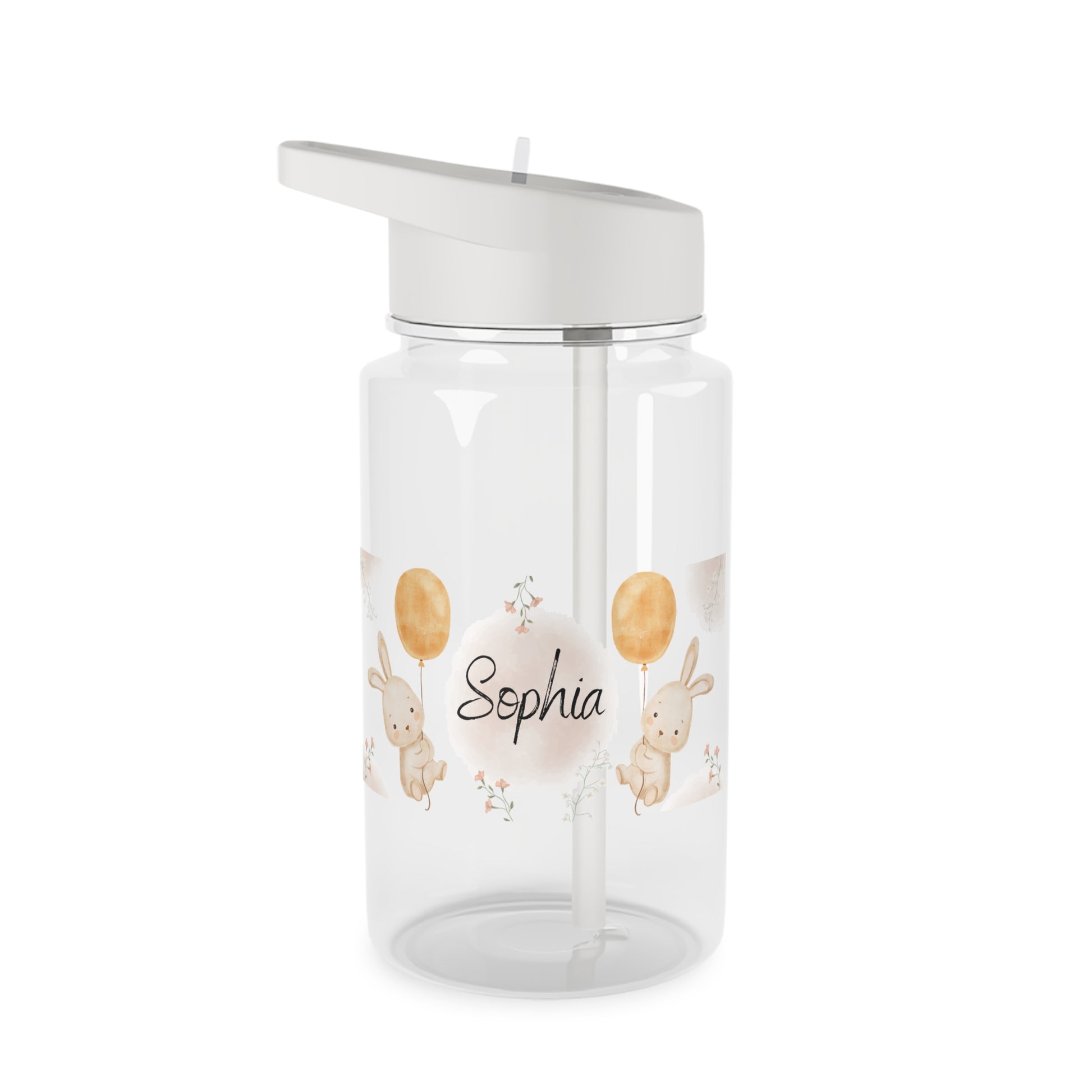 Personalisierte Kinder-Trinkflasche mit Hasenmotiv und Namensaufdruck – ideales Geschenk für Kita oder Schule
