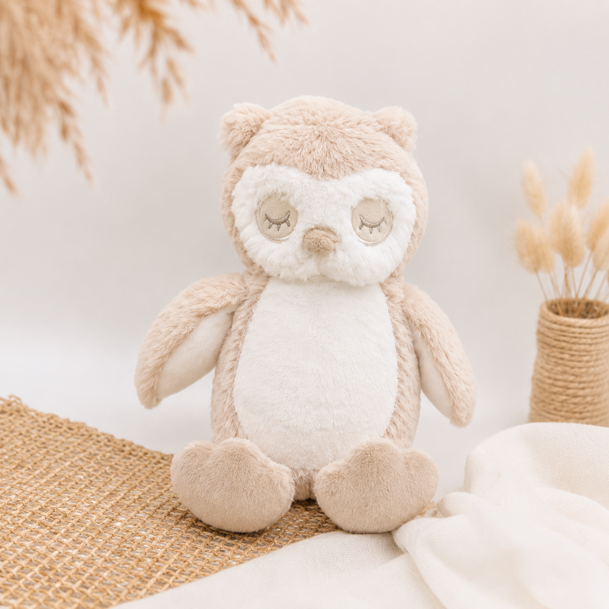 Personalisierte Eule mit Wunschname – flauschiges Kuscheltier als besonderes Geburtsgeschenk