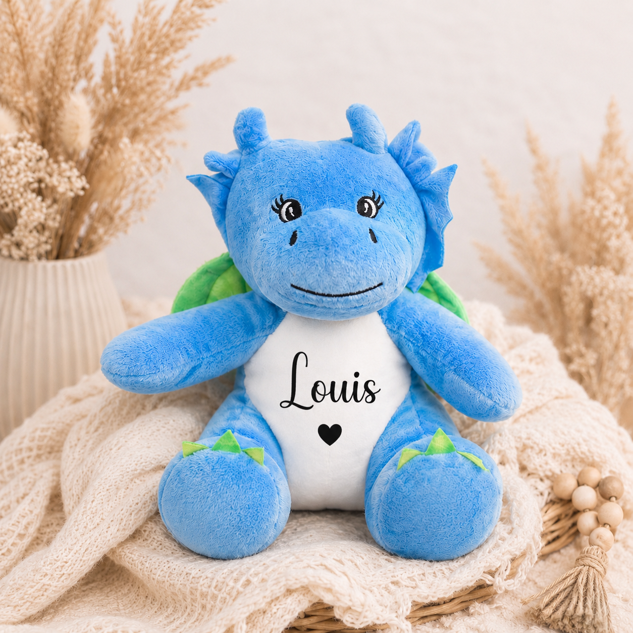 Personalisierter Drache mit Wunschname – individuelles Kuscheltier für Babys und Kinder