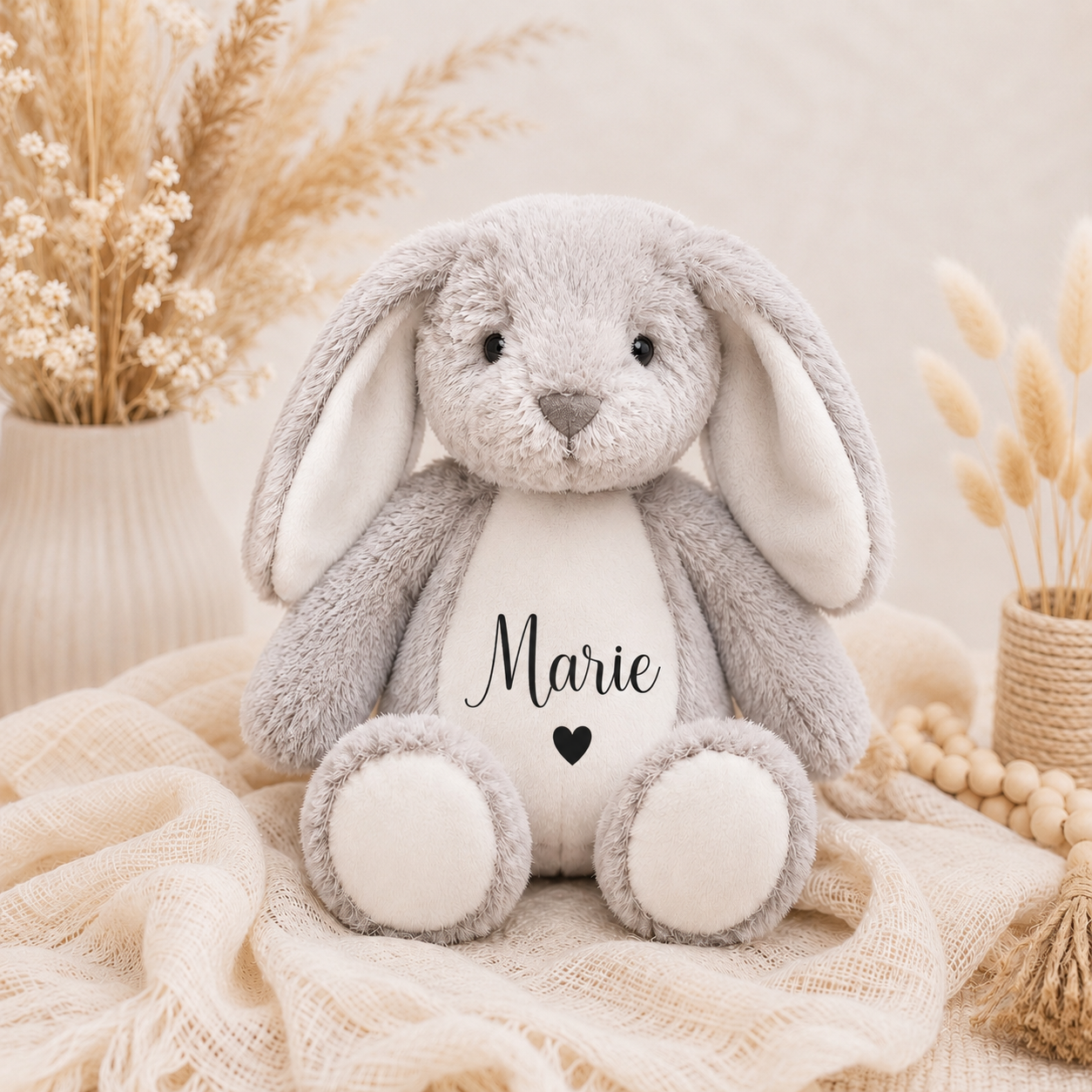 Personalisierter Hase mit Wunschname – weiches Kuscheltier als Geschenk für Babys und Kinder