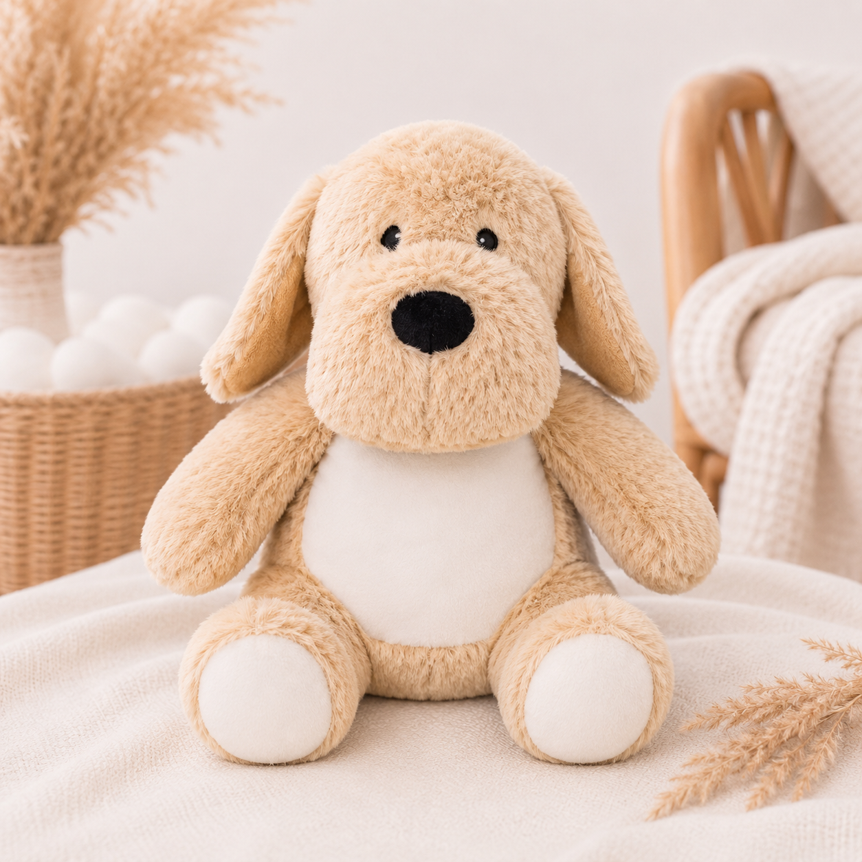 Personalisierter Hund mit Wunschname – kuscheliges Stofftier als individuelles Babygeschenk