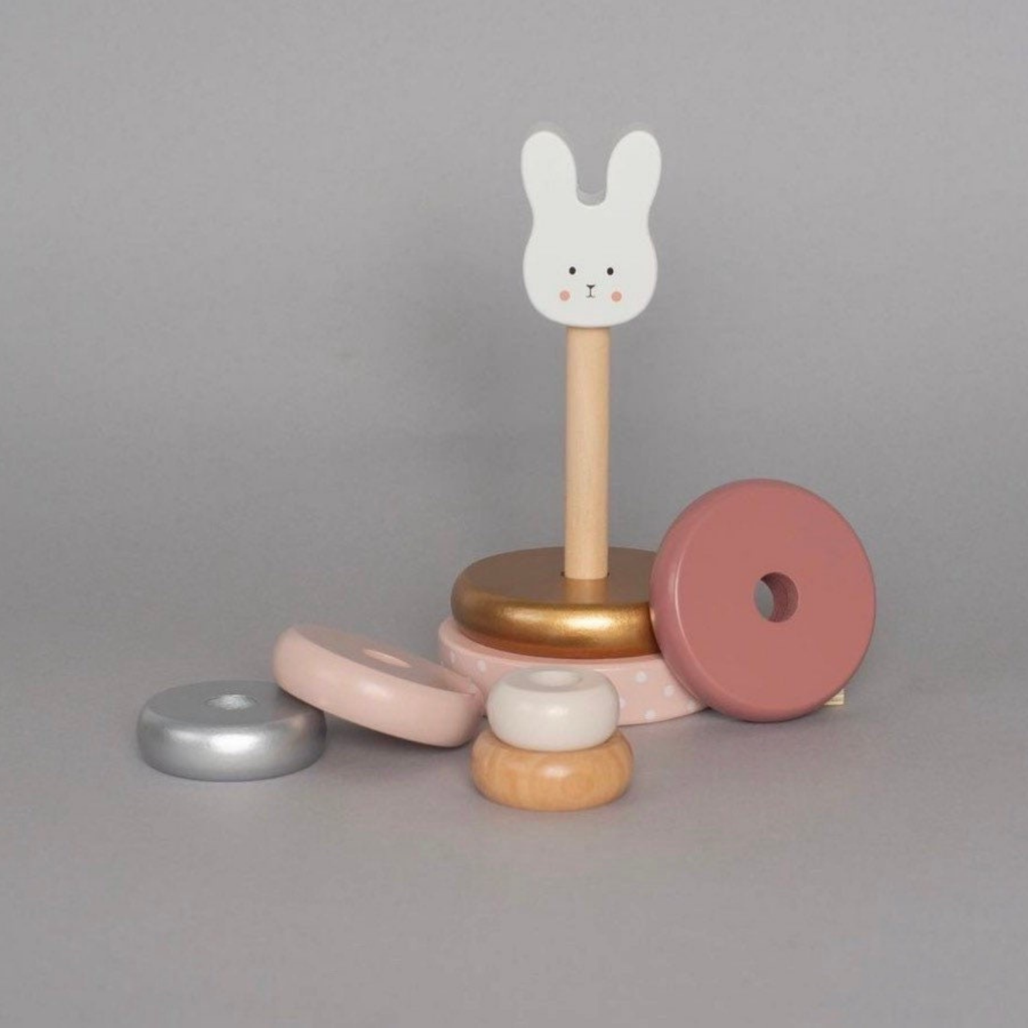 Personalisierter Jabadabado Stapelturm Hase Rosa Gold