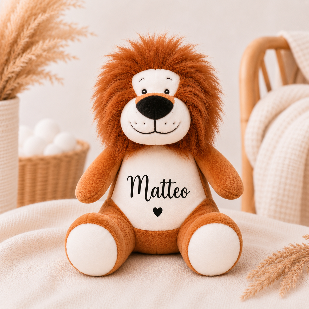 Personalisierter Löwe mit Wunschname – weiches Kuscheltier für Jungen und Mädchen
