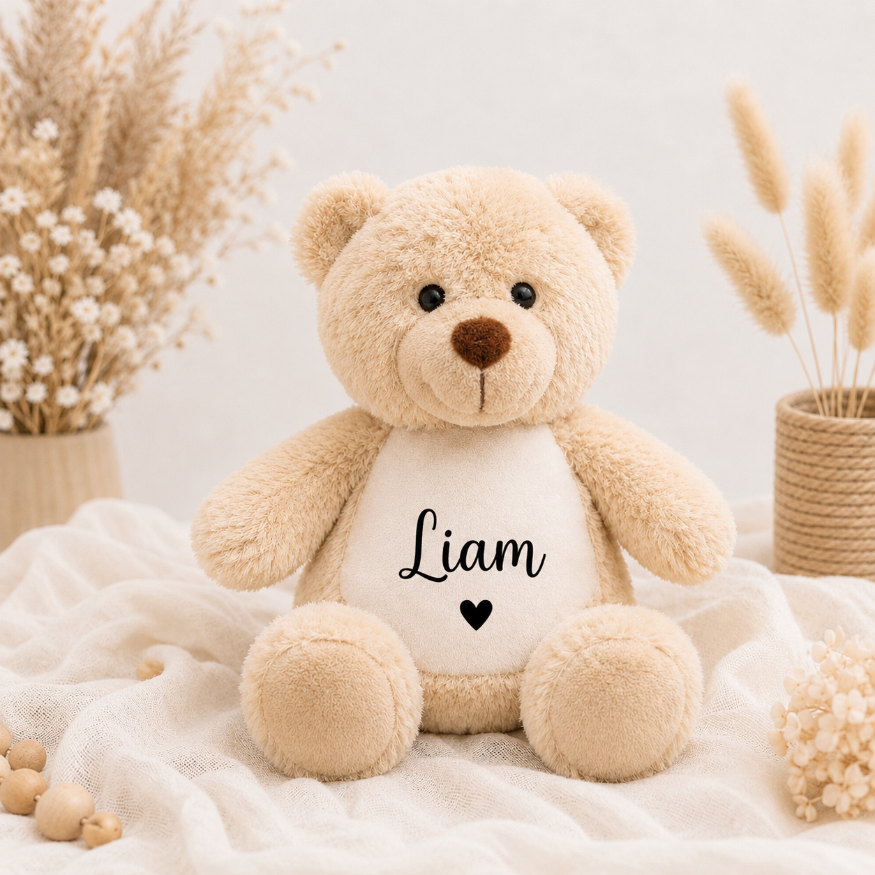 Personalisierter Teddy mit Wunschname – kuscheliges Plüschtier als Geschenk zur Geburt, Taufe oder zum Geburtstag