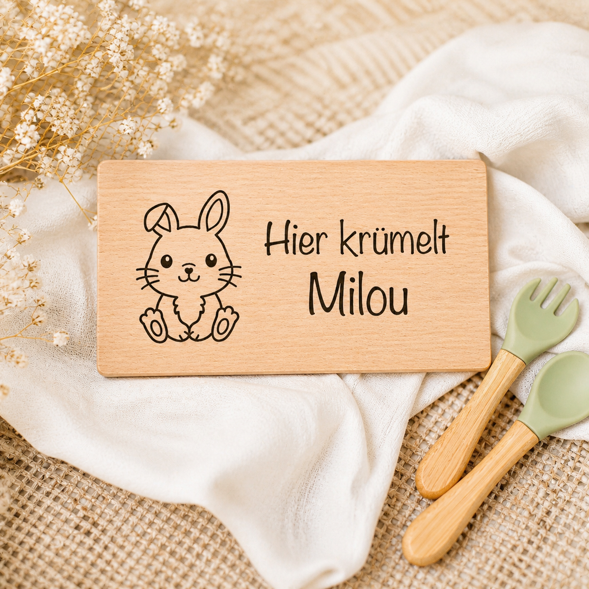 Nahaufnahme eines liebevoll personalisierten Produkts mit Wunschname