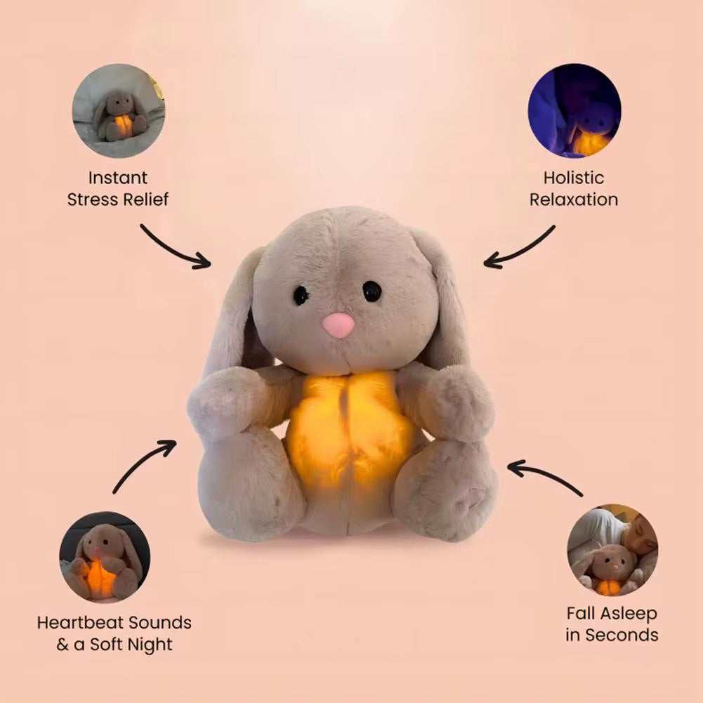 Sensorisches Plüschtier Hase mit Atemgeräusche und Lichtfunktion für Kinder