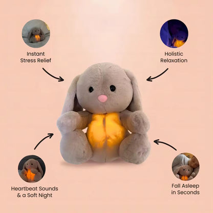 Sensorisches Plüschtier Hase mit Atemgeräusche und Lichtfunktion für Kinder