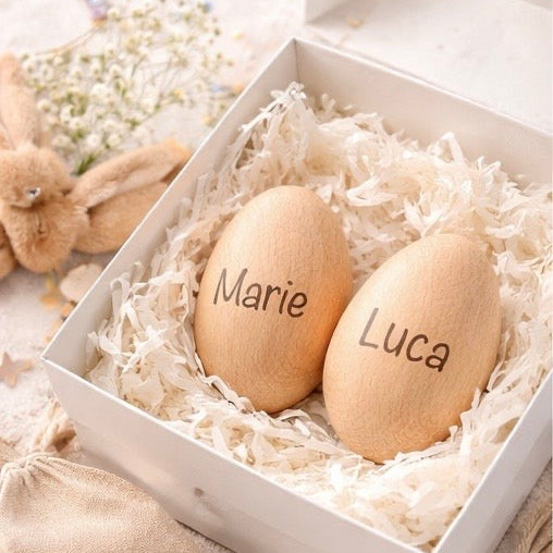 Rassel Spielzeug für Babys, Personalisierte Holzrassel zur Geburt 