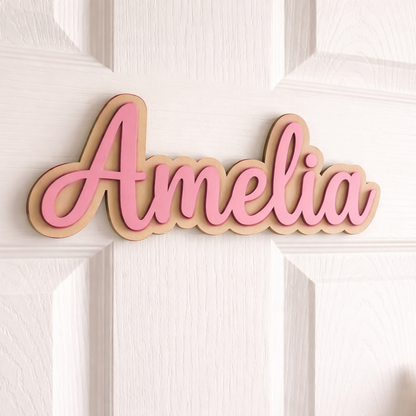 Rosa Kinderzimmer Deko Name aus Holz individuell gestaltet Geschenk zur Geburt