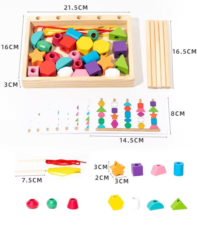 Montessori wooden stacking game – educational toy for ages 2 and up | Adding colors and shapes