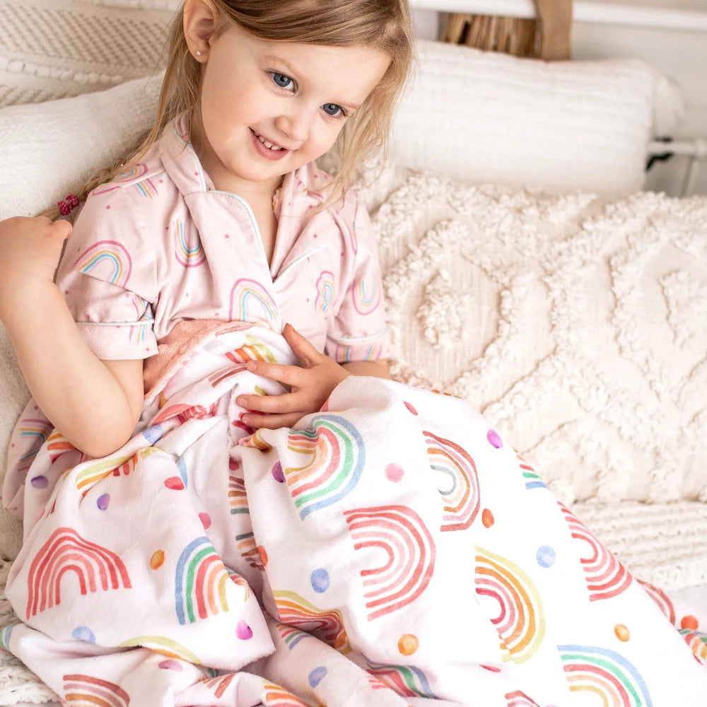 Personalisierte Babydecke / gestickter Name Rosa