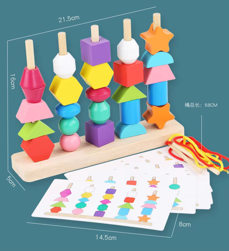 Montessori wooden stacking game – educational toy for ages 2 and up | Adding colors and shapes