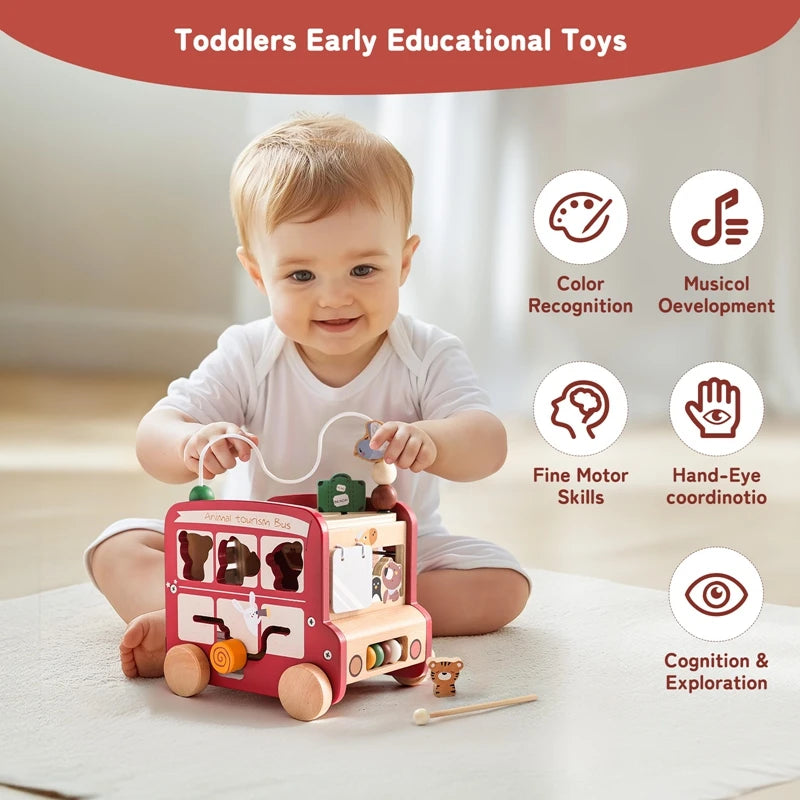 Wooden toy car motor skills cube / gift boy